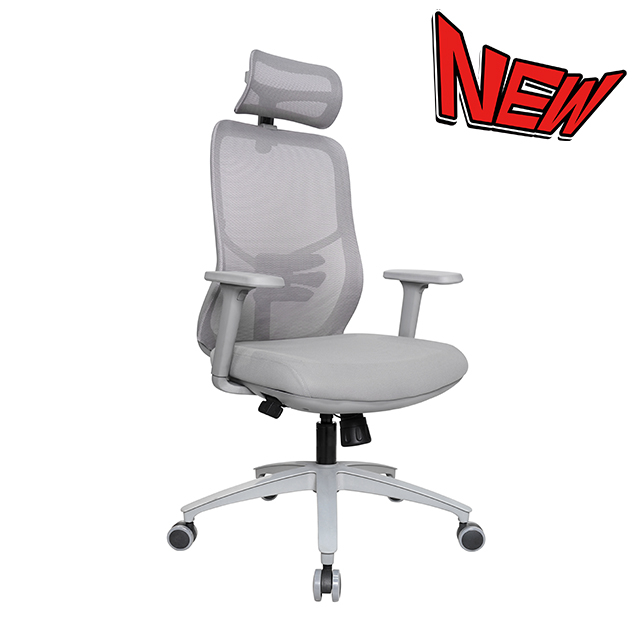 KB-8961AS-GR New Design itting the Waist Office grey frame Mesh Chair with Headrest